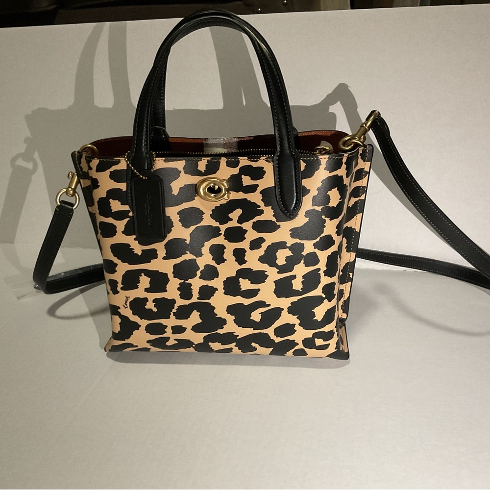 COACH Willow Tote 24 Leopard Print Calf Leather Crossbody Tote Bag CM533 NWT